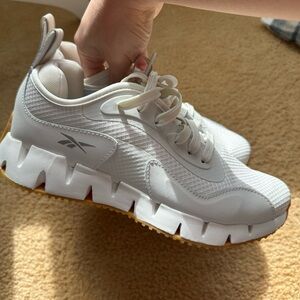 Reebok Women's White and Gum Sole Sneakers